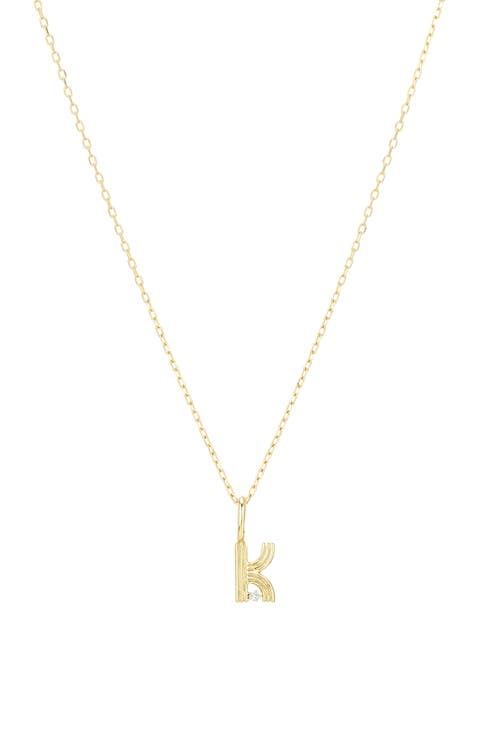 Groovy Diamond Initial Mini Charm Necklace