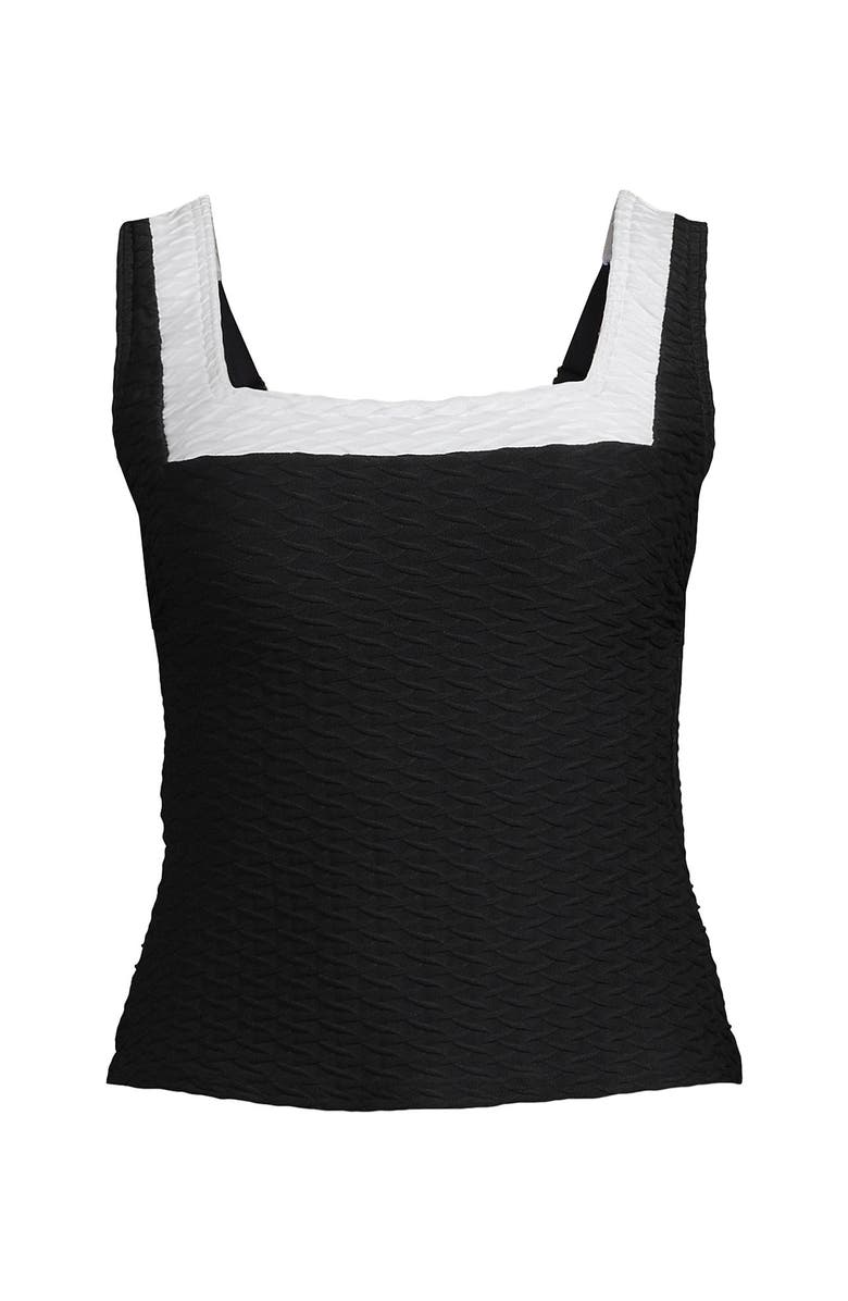 Lands
 End Texture Square Neck Tankini Swimsuit Top Adjustable Straps, Alternate, color, 