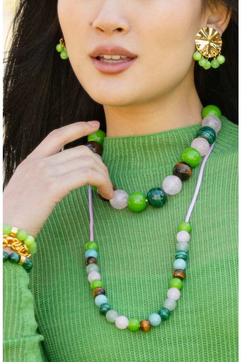 Malachite & Rose Quartz Necklace, Alternate, color, GREEN MULTI