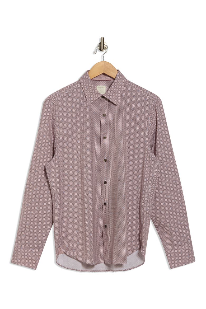 Geometric Print Slim Fit Stretch Button-Up Shirt, Alternate, color, BROWN/ BLUE