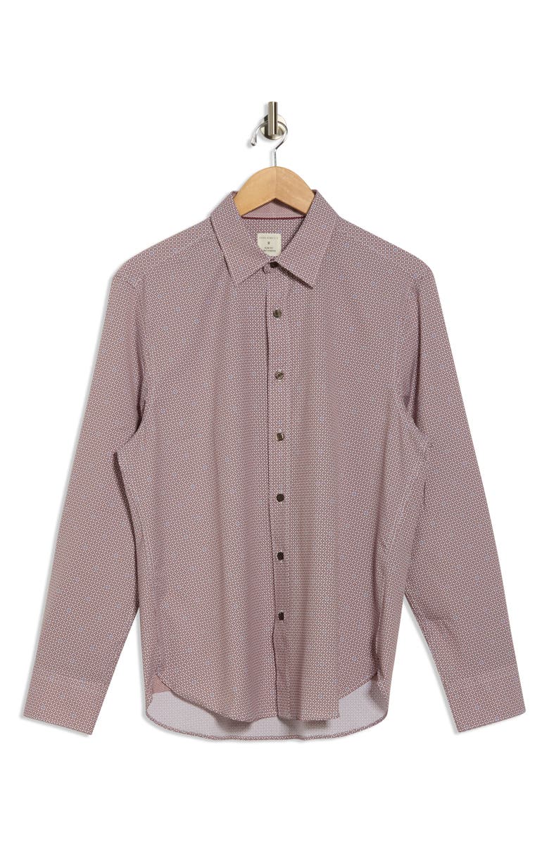 CONSTRUCT Geometric Print Slim Fit Stretch Button-Up Shirt, Alternate, color, Brown/ Blue