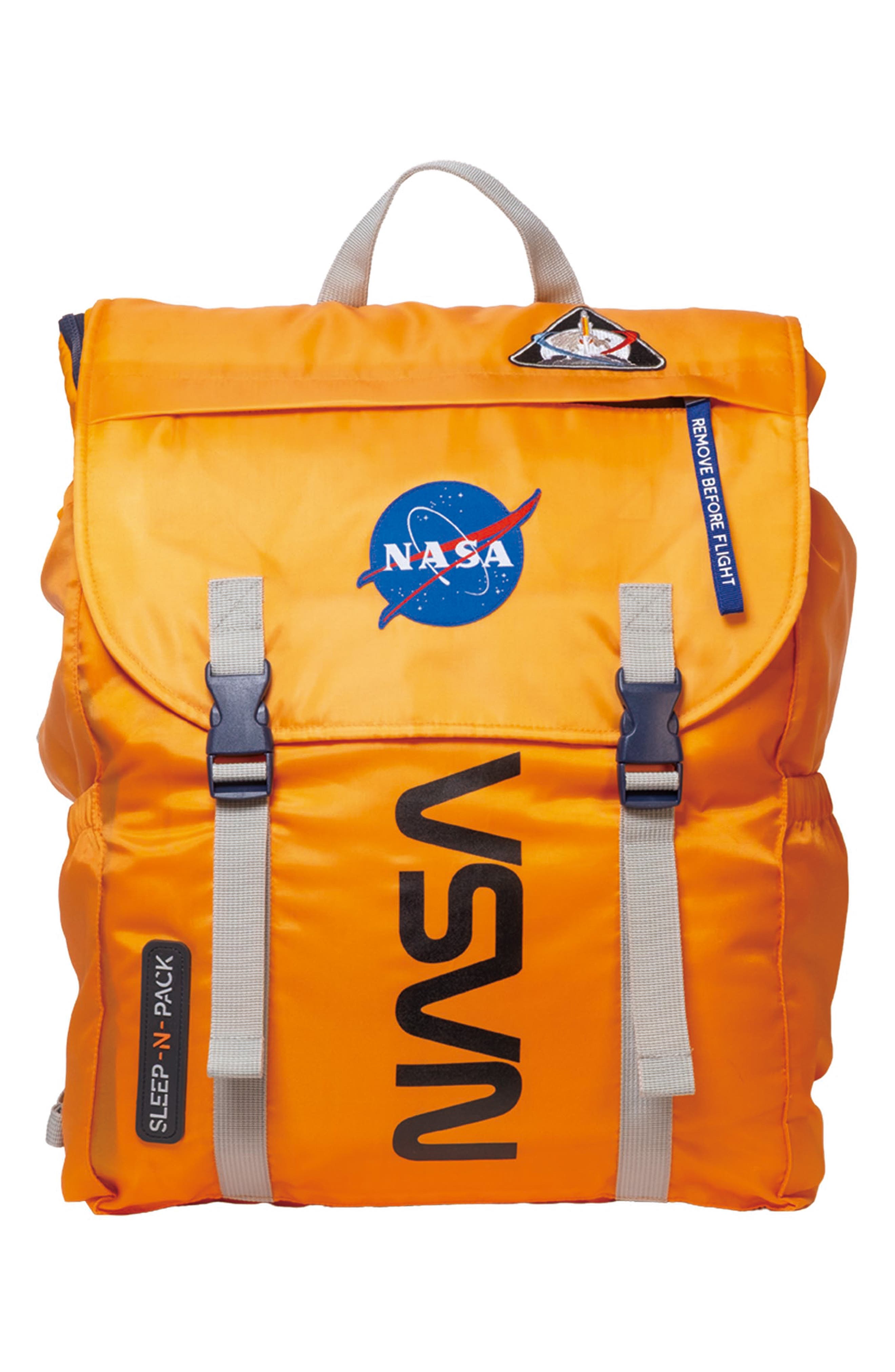 Kids' Sleep-n-Pack NASA Sleeping Bag Backpack, Main, color, ORANGE MULTI