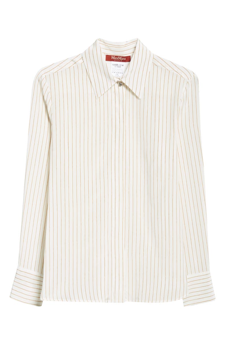 Max Mara Studio Lama Stripe Silk Crêpe de Chine Button-Up Shirt, Alternate, color, 