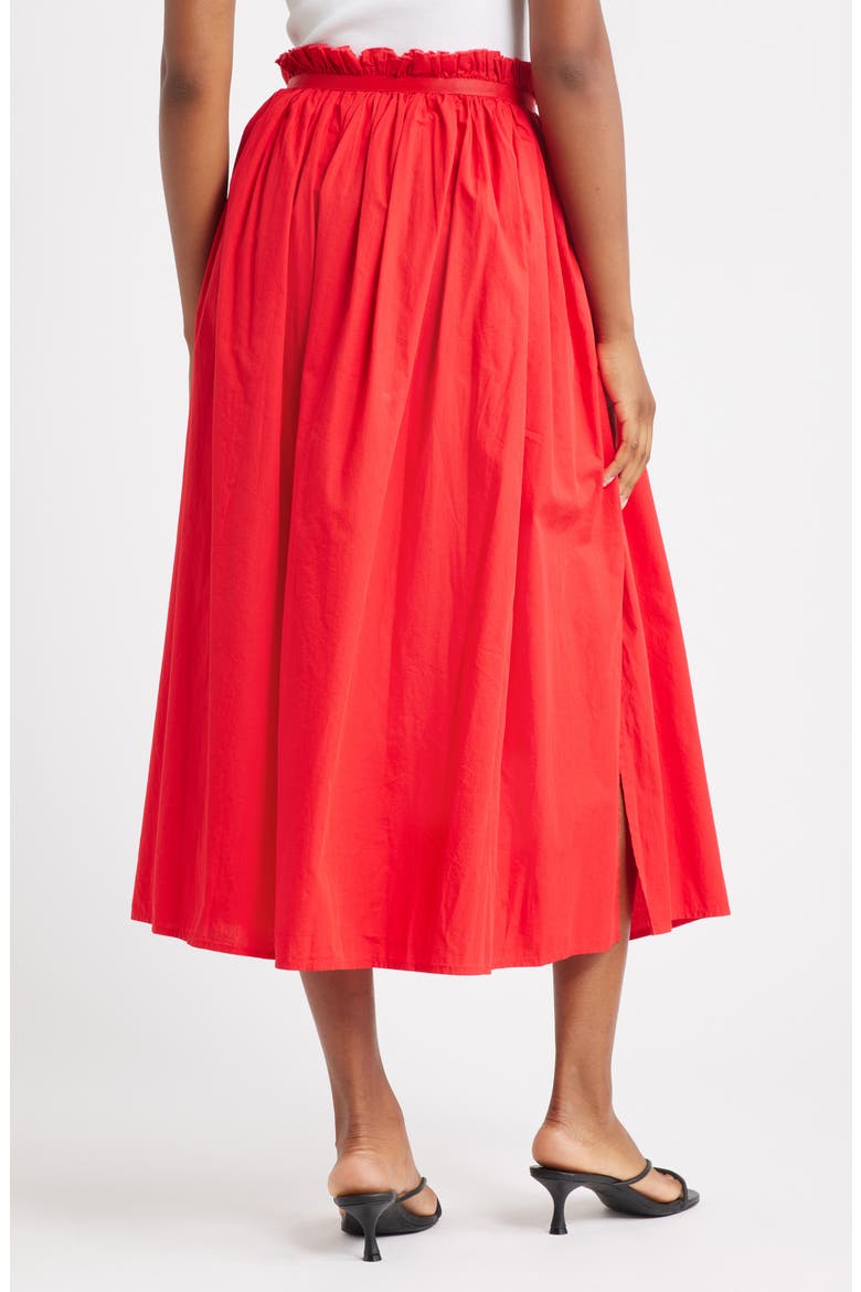 Crinkle Cotton Maxi Skirt, Alternate, color, RED