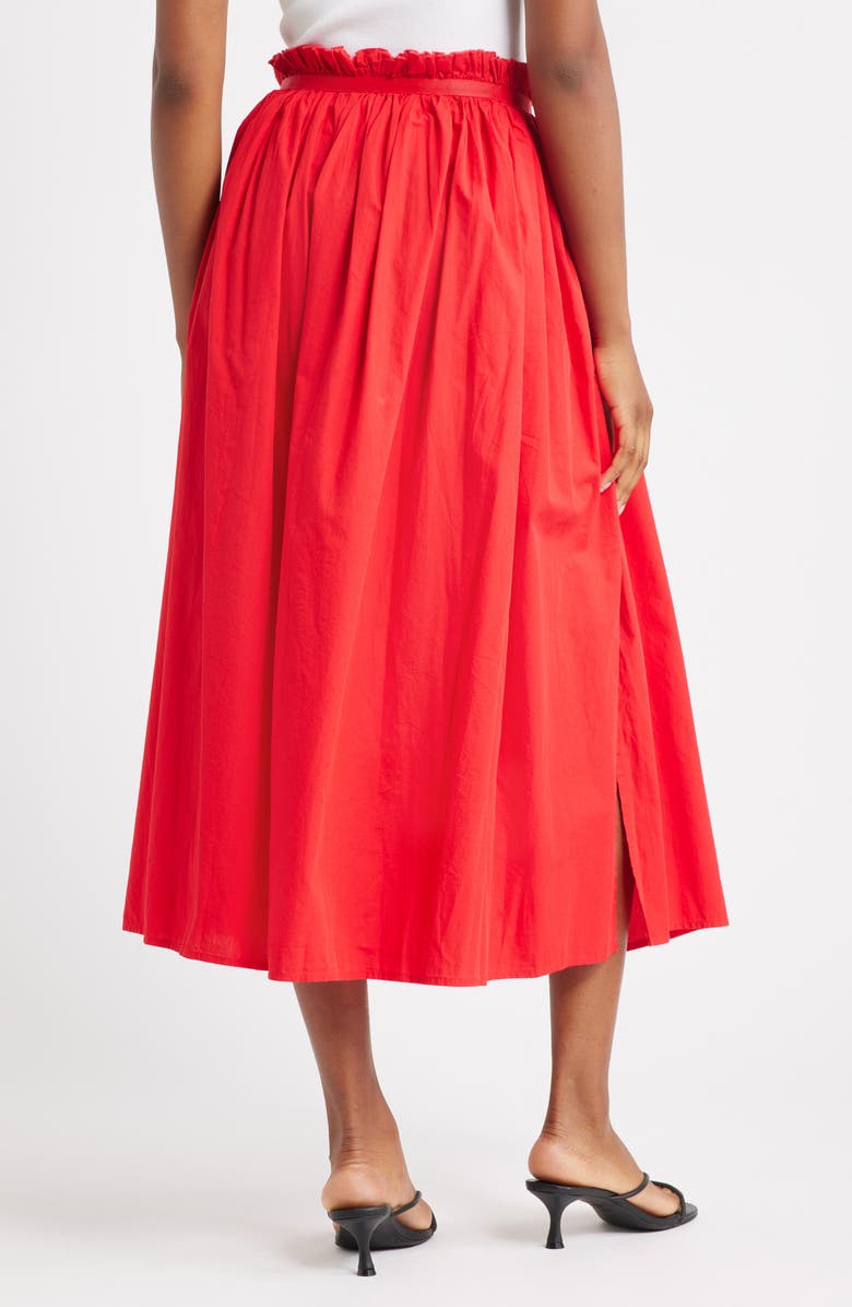 Topshop Crinkle Cotton Maxi Skirt, Alternate, color, Red