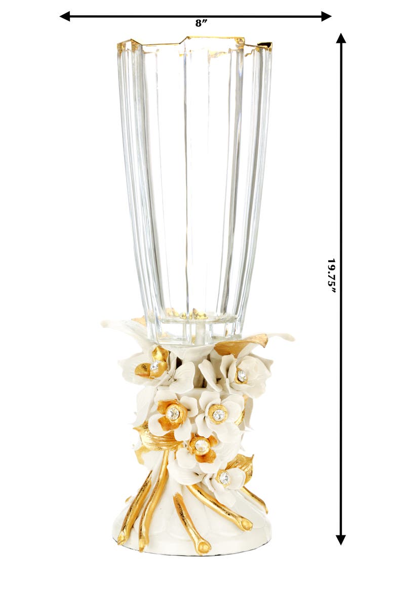 Floral Pedestal Vase, Alternate, color, White