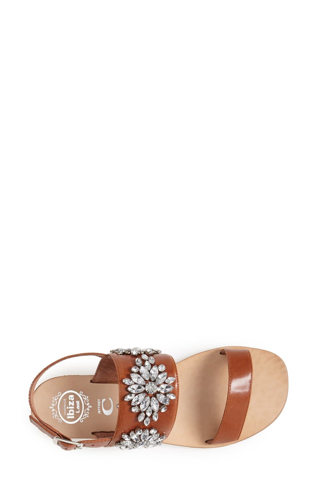 'Dola' Jeweled Leather Sandal, Alternate, color, TAN/ CLEAR