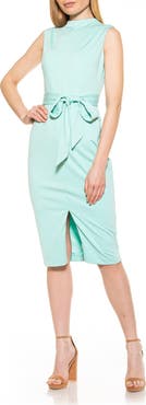 Alexia Admor Mock Neck Belted Sheath Dress