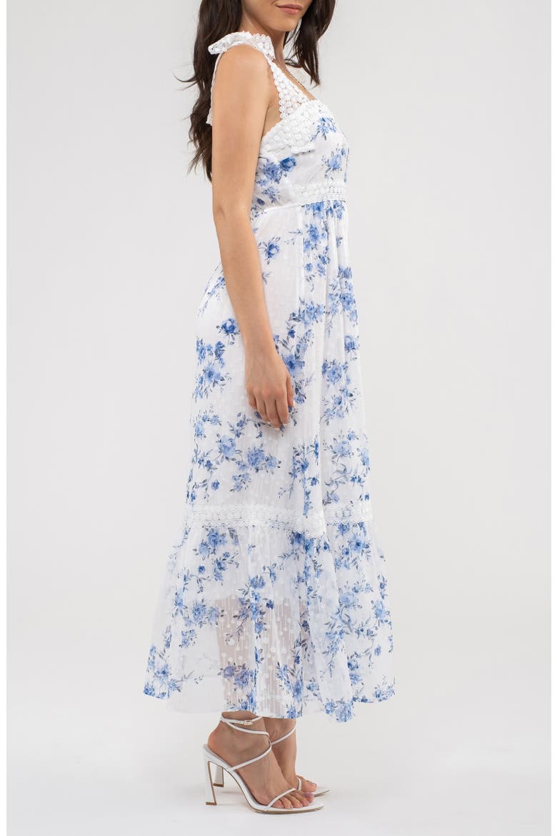 Floral Tie Strap Empire Waist Maxi Dress, Alternate, color, BLUE MULTI