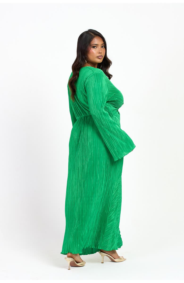 FASHION-SZN CURVE Curve Plisse Flare Sleeve Midaxi Dress, Alternate, color, Green