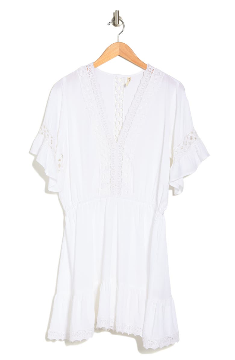 BOHO ME Crochet Lace Trim Cover-Up Tunic, Alternate, color, White
