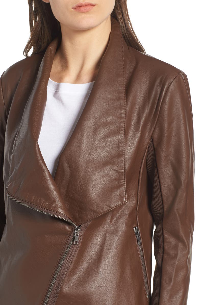 BB Dakota by Steve Madden BB Dakota Gabrielle Faux Leather Asymmetrical Jacket, Alternate, color, 