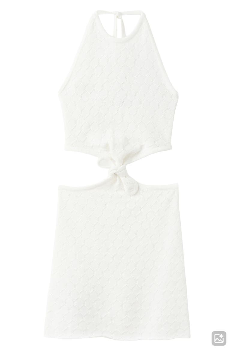 Knit Front Knot Cutout Halter Neck Minidress, Main, color, OFF WHITE