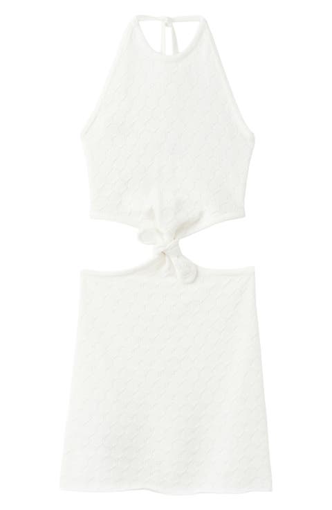 Knit Front Knot Cutout Halter Neck Minidress
