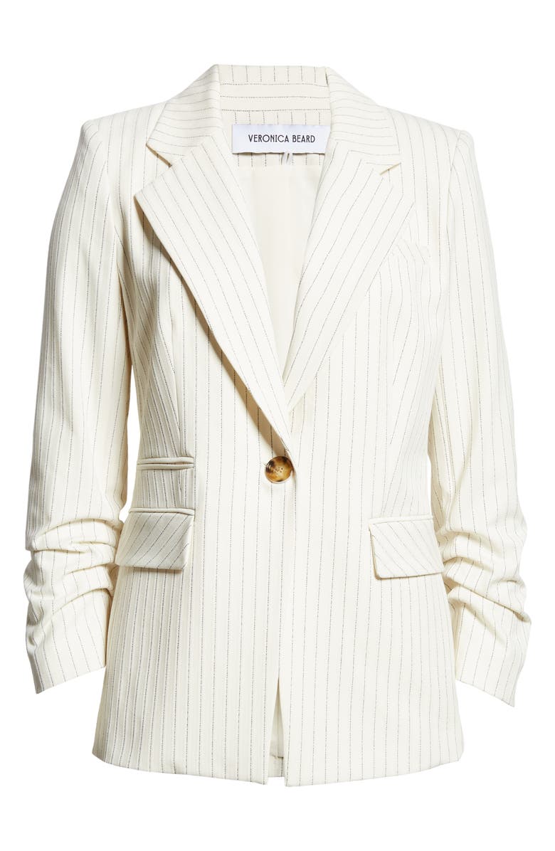 Veronica Beard Battista Pinstripe Dickey Jacket, Main, color, Ecru Multi