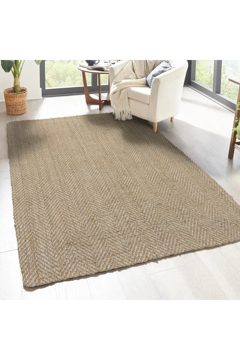 Espina Hand Woven Herringbone Chunky Jute Area Rug, Alternate, color, Ivory