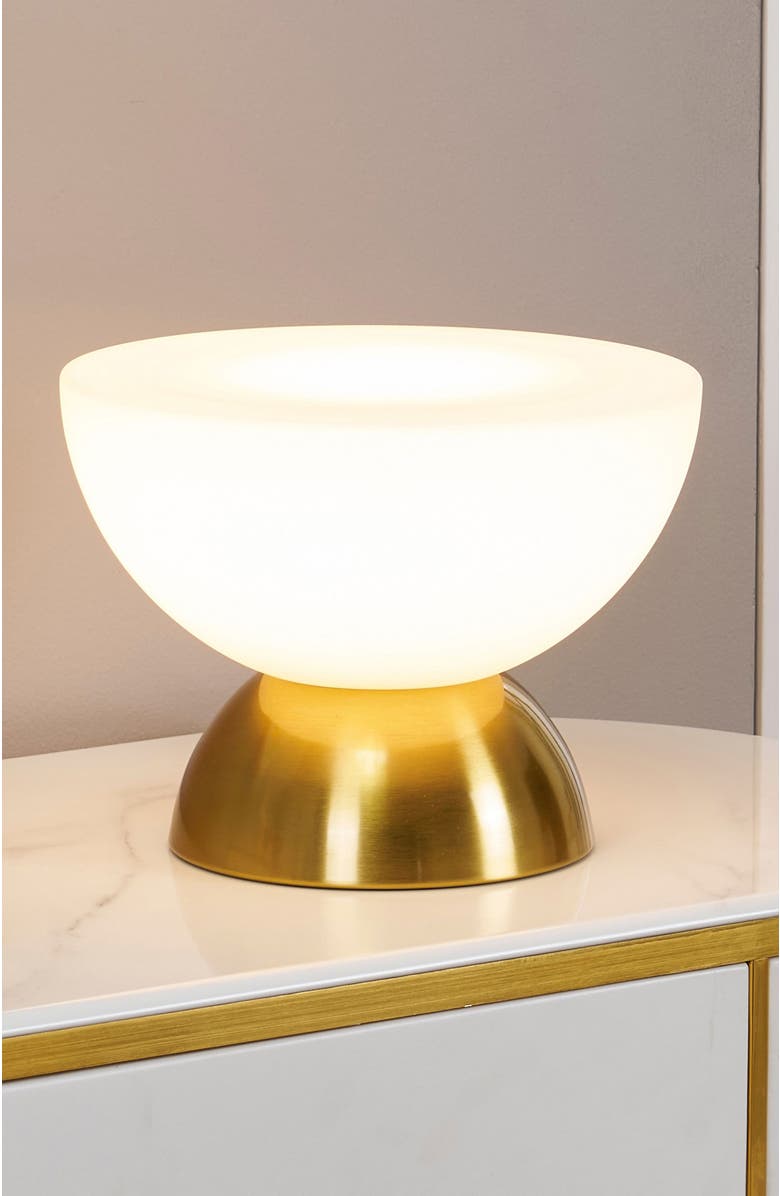 Brightech Lamina 5" Double Dome Dimmable LED Table Lamp With Gold Brass Accent, Alternate, color, Gold