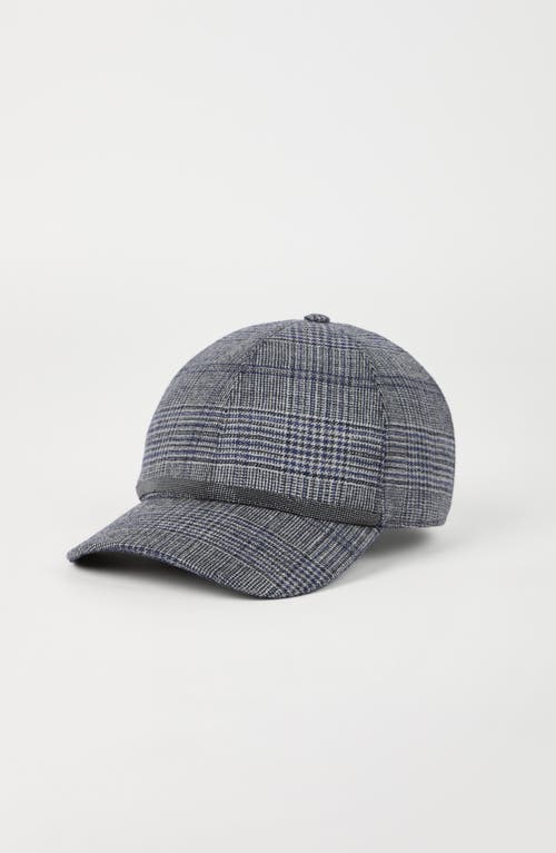 Brunello Cucinelli Prince Of Wales Check Baseball Cap In Gray