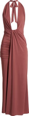 Bardot Ines Plunging Halter Neck Maxi Dress