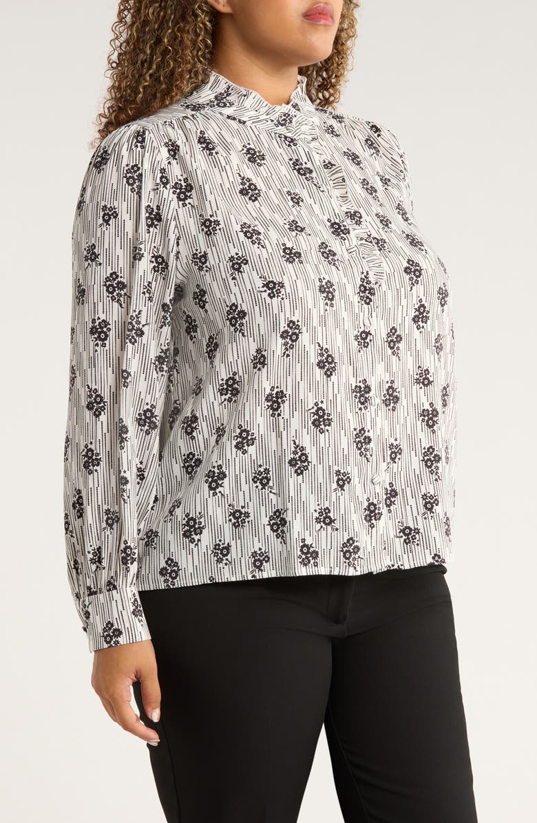 Universal Standard Endora Ruffle Trim Button-Up Shirt, Alternate, color, Vintage Daydream