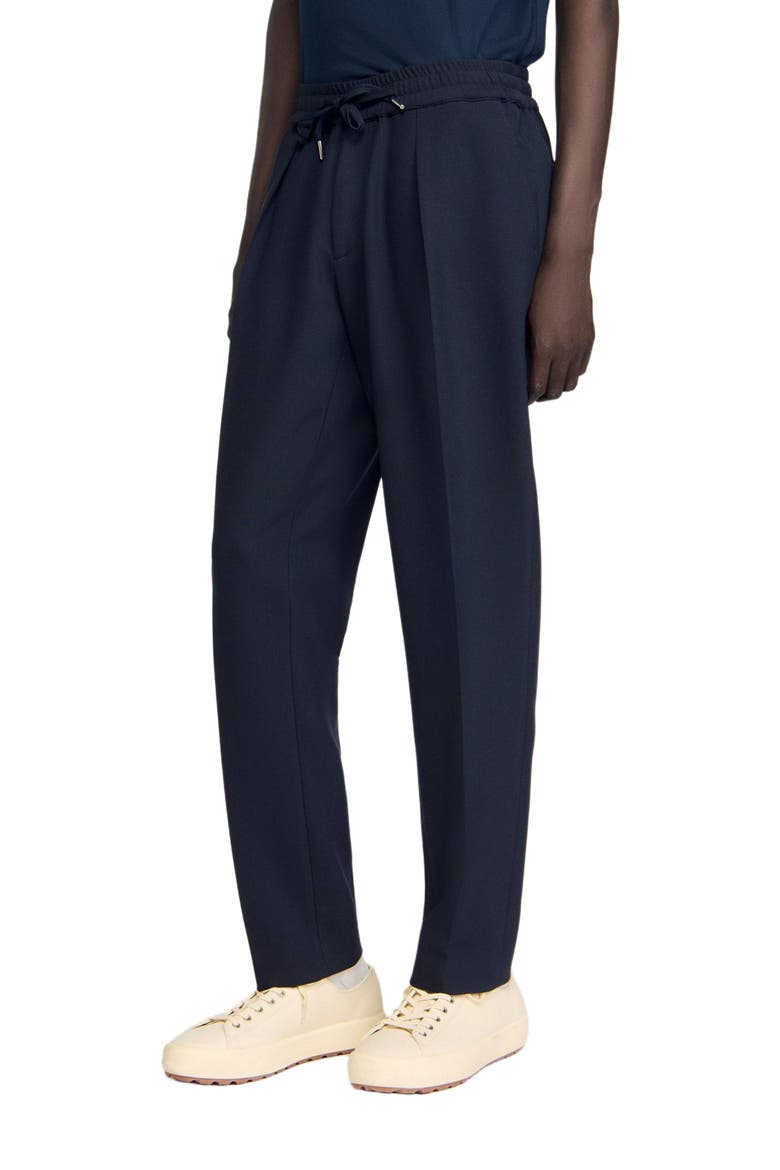 Elasticated straight-leg trousers, Alternate, color, Navy blue