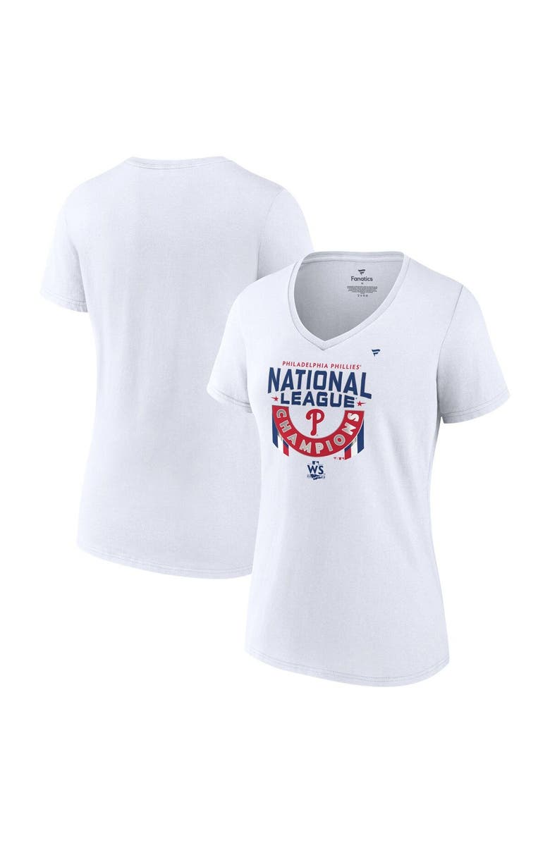 FANATICS Women's Fanatics Branded White Philadelphia Phillies 2022 National League Champions Locker Room Plus Size V-Neck T-Shirt, Main, color, 
