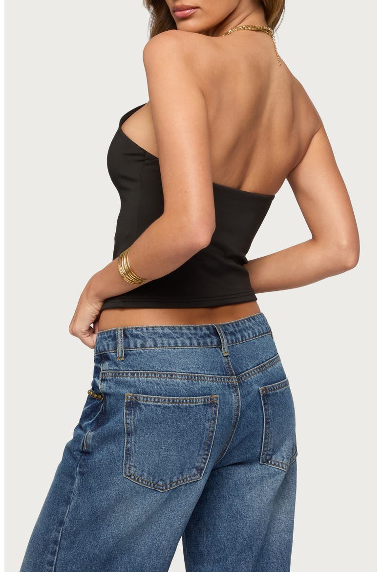 Beaded Strap Keyhole Halter Top, Alternate, color, BLACK