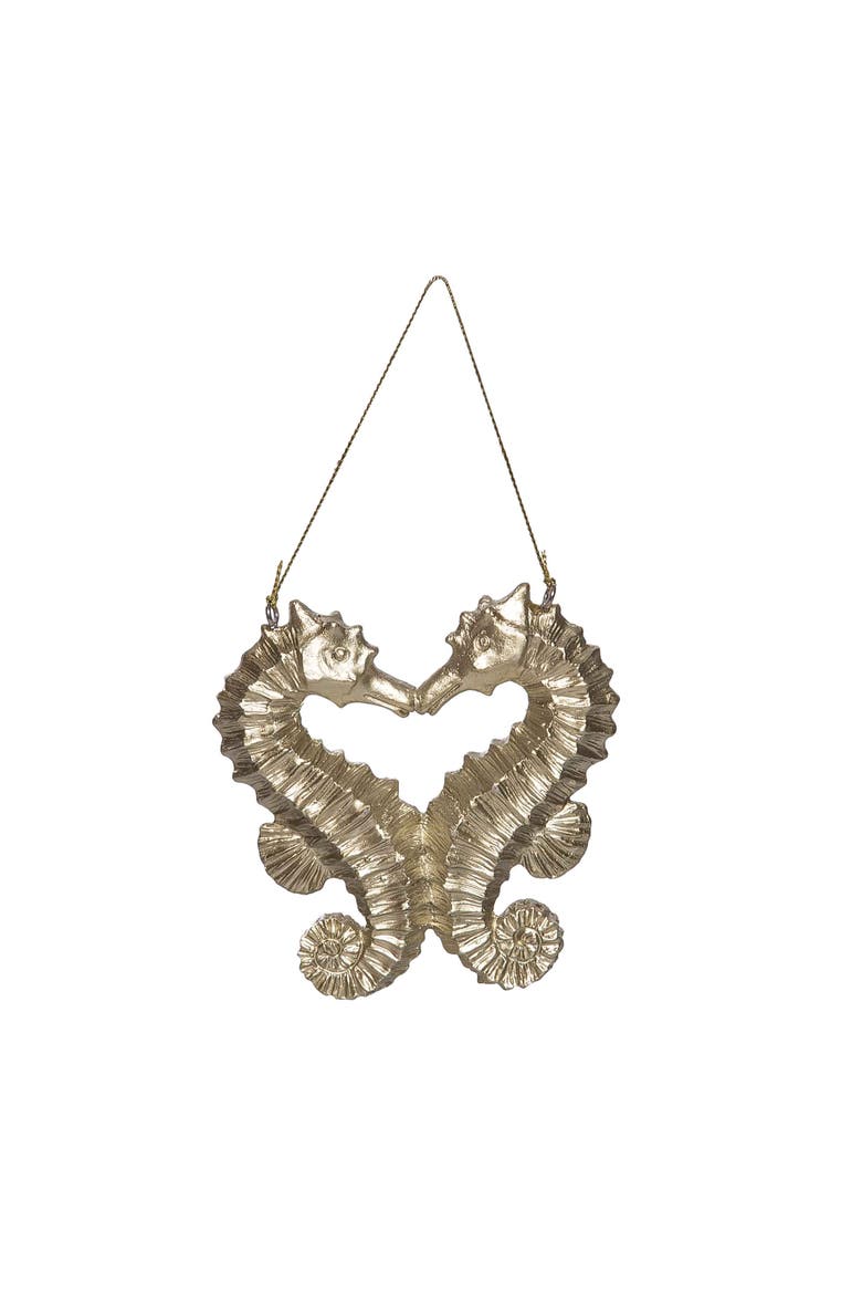 Seahorses Heart Tree Ornament, Main, color, Gold