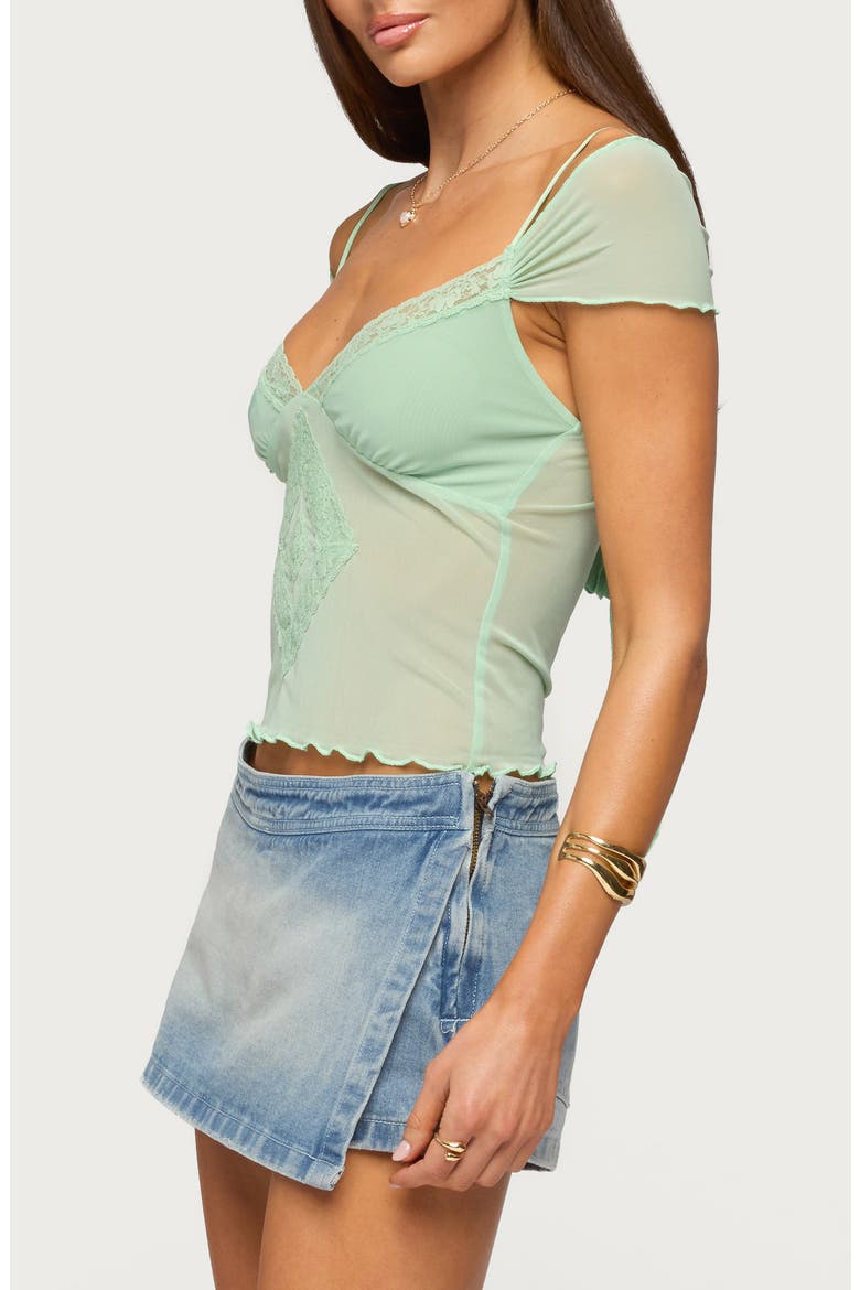Lacey Tie Shoulder Top, Alternate, color, MINT
