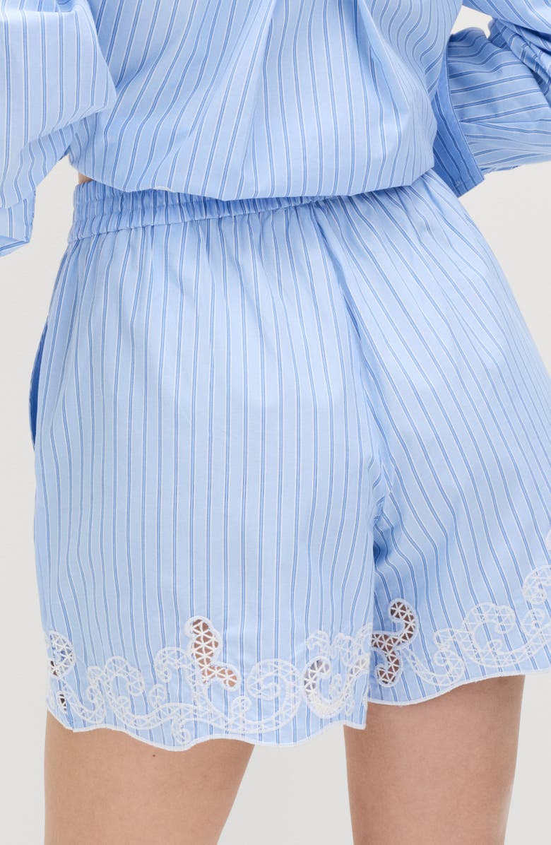 M&S Embroidery Stripe Shorts, Alternate, color, Blue