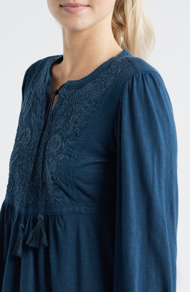 Lucky Brand Floral Embroidered Peplum Top, Alternate, color, Moonlit Ocean