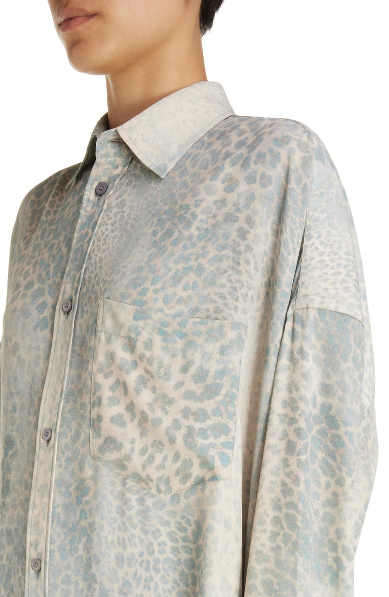 Balenciaga Bleached Leopard Print Cocoon Shirt, Alternate, color, 