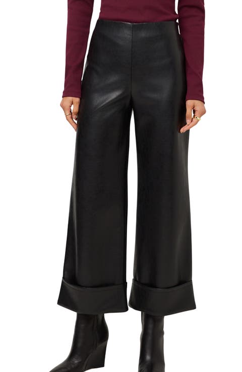 Regina Cuffed Cropped Faux Leather Pants