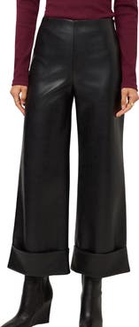 FIFTEEN TWENTY Regina Cuffed Cropped Faux Leather Pants