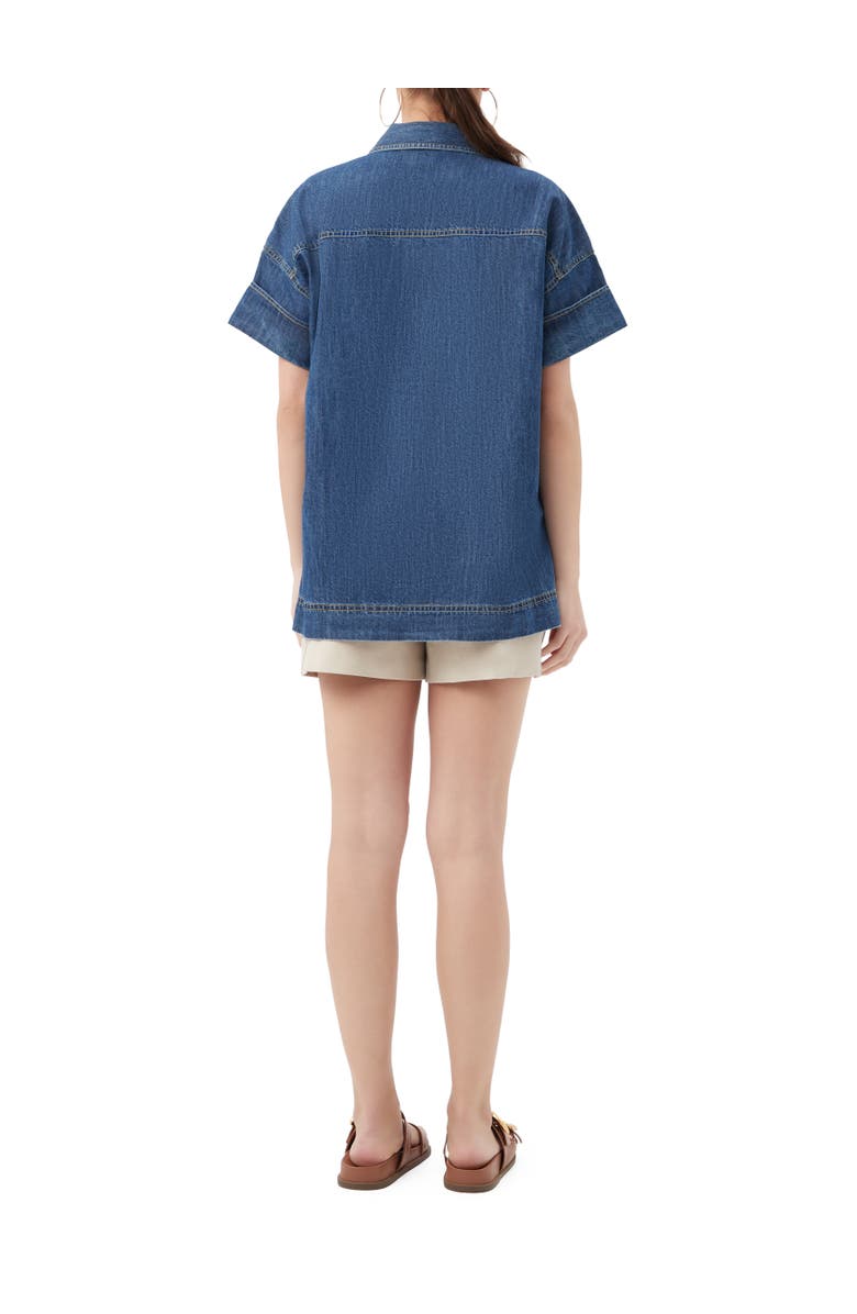 Trina Turk Opponent 2 Denim Button Up Top, Alternate, color, Indigo