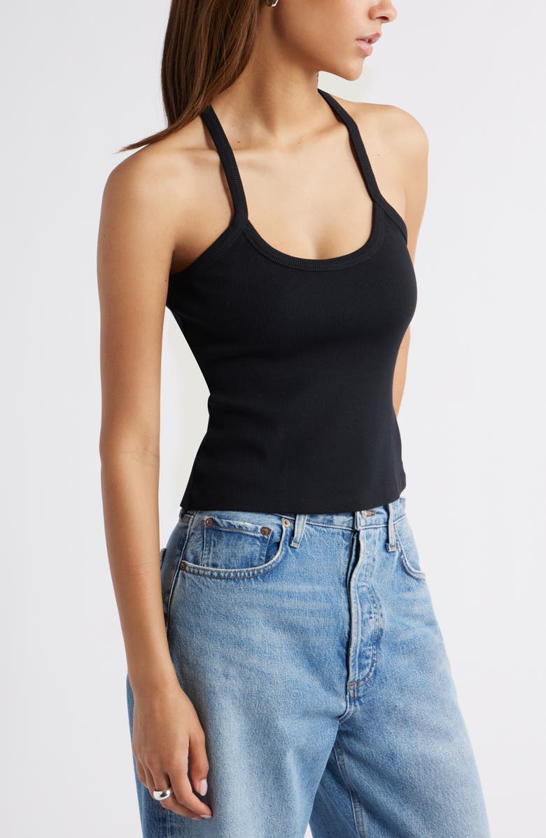Open Edit Rib Racerback Camisole, Alternate, color, Black