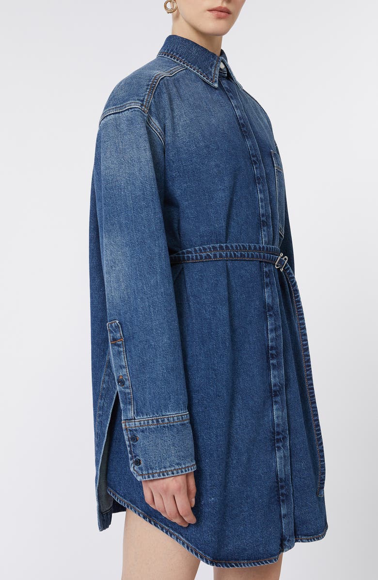 SPORTMAX Eridani Oversize Belted Denim Button-Up Shirt, Alternate, color, Midnight Blue