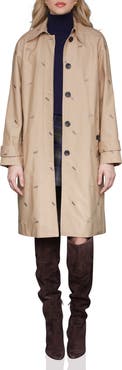 Avec Les Filles Equine Embroidered Cotton Blend Trench Coat