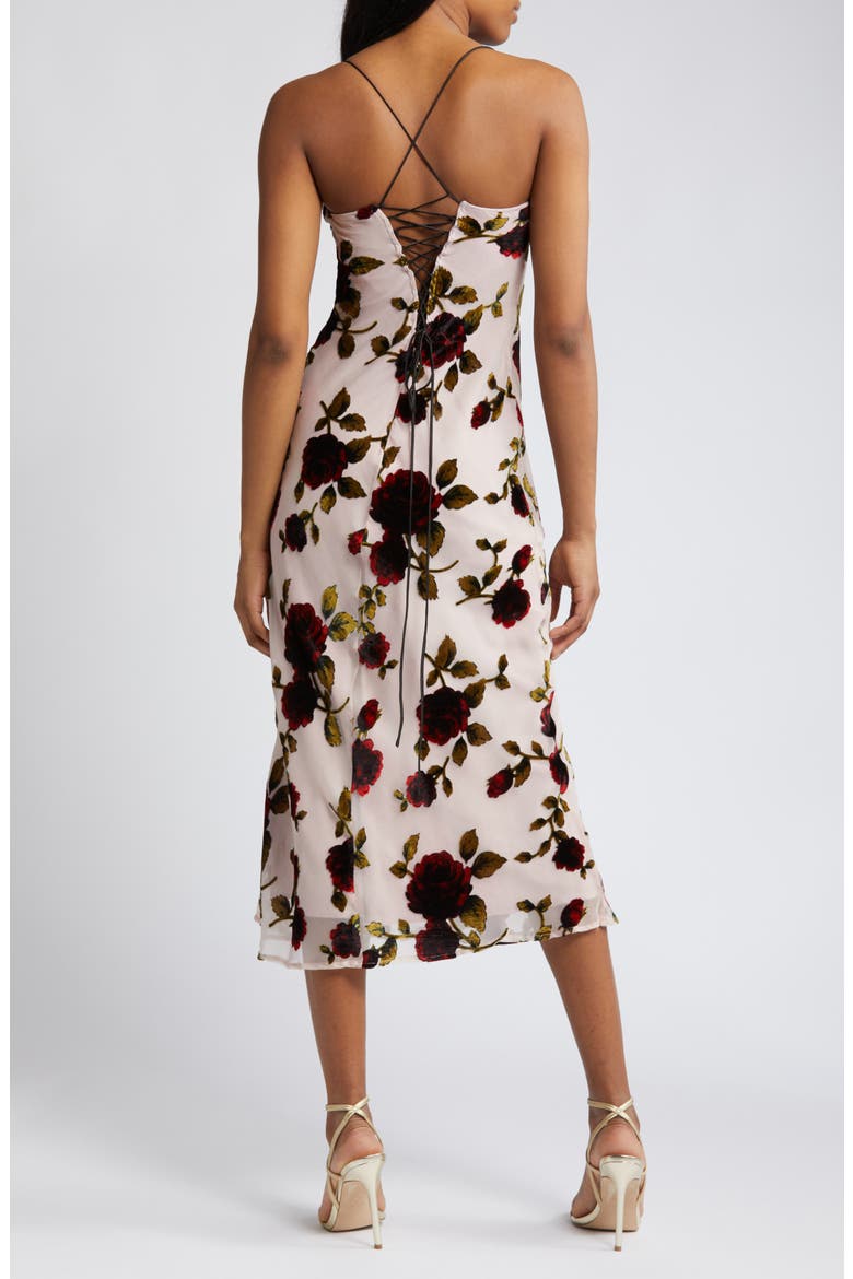 Floral Devoré Underwire Midi Dress, Alternate, color, PINK