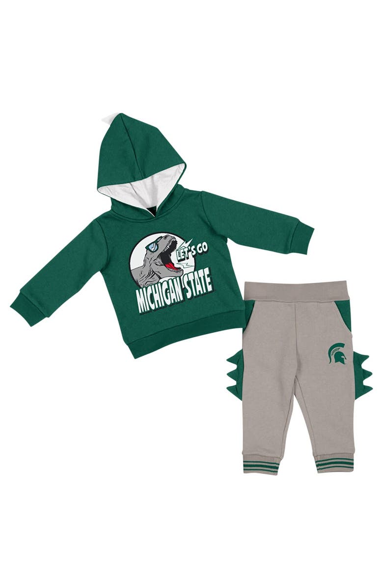 COLOSSEUM Infant Colosseum  Green/Gray Michigan State Spartans Dino Pullover Hoodie and Pants Set, Alternate, color, 
