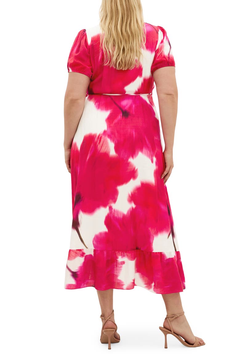 Bea Floral Print Wrap Midi Dress, Alternate, color, RASPBERRY BLOOM