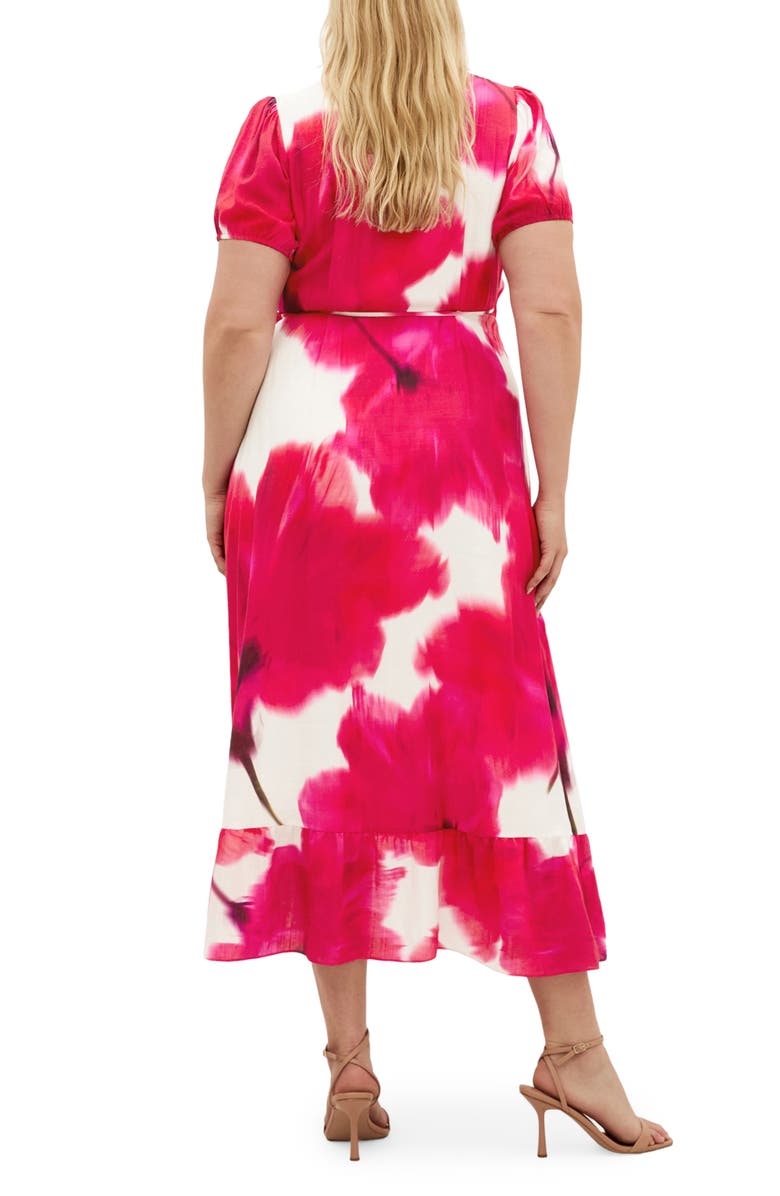 City Chic Bea Floral Print Wrap Midi Dress, Alternate, color, 