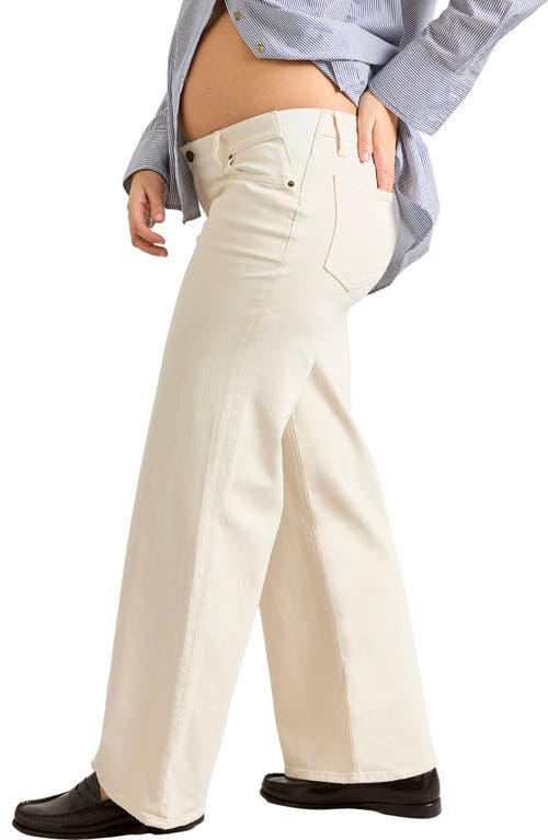 Hatch Collection Under The Bump Relaxed Wide Leg Maternity Jean In Vanilla In White