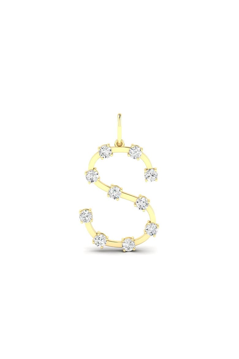 Orbit Letter "S" Lab Diamond Charm in 14K, Main, color, Yellow Gold