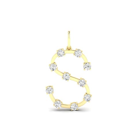 Orbit Letter "S" Lab Diamond Charm in 14K