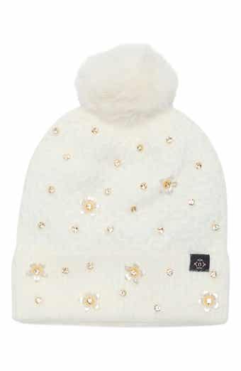Stud Faux Fur Pom Beanie