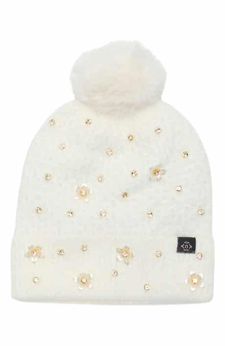 Stud Faux Fur Pom Beanie