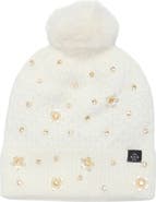 Nanette Lepore Stud Faux Fur Pom Beanie