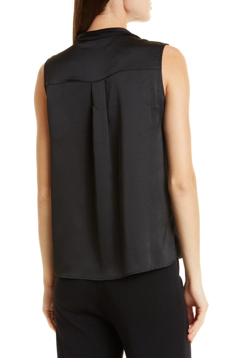 Misook Cascading Lapel Sleeveless Top, Alternate, color, Black
