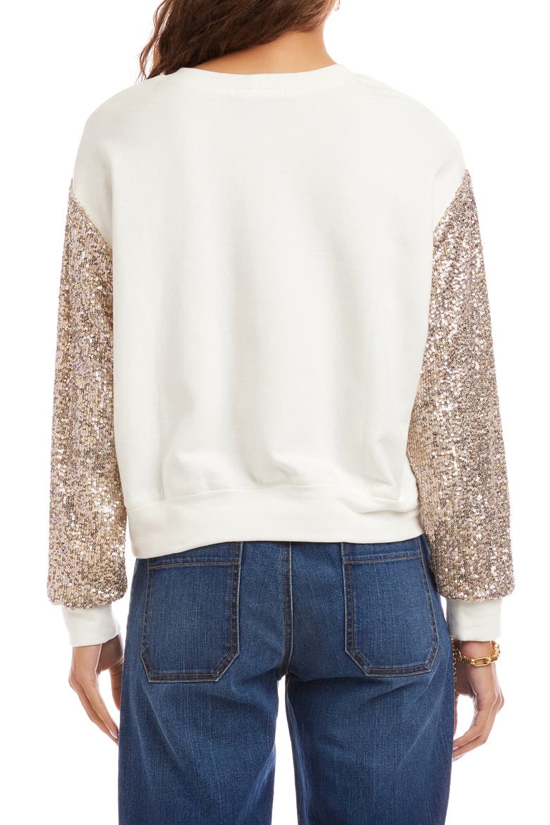 Sequin Sleeve Sweatshirt, Alternate, color, CREAM